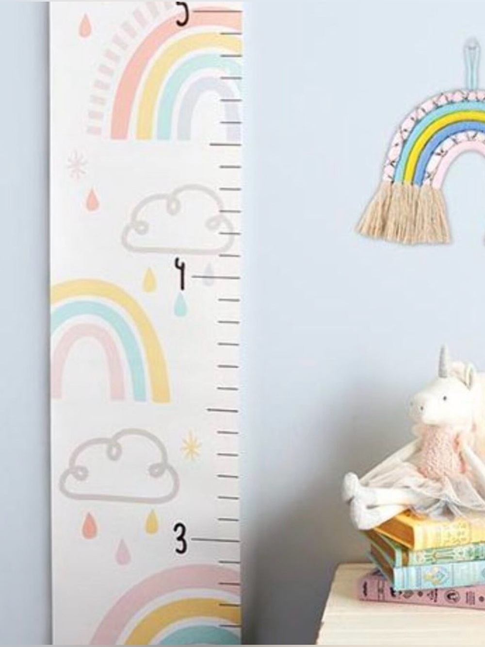 Creative Brands Rainbow Kids Growth Chart Wall Hanging Nursery Decor NWT